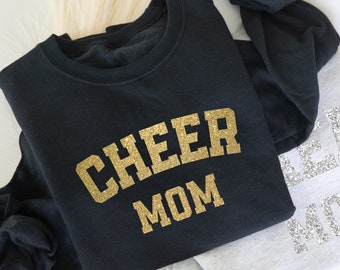 Glitter Cheer Mom sweatshirt Cheer Mama gift Custom Cheer Mom sweater Cheerleading Mom tee School Spirit shirt Womens sparkle top Cheer