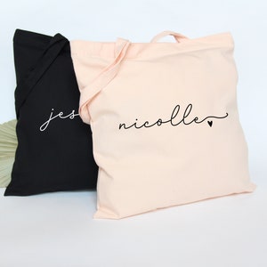 Bridesmaid Gifts Bag | Bridesmaid Gifts Idea | Personalized Tote Bag | Canvas Tote Personalized with Zipper | Bridal Party Bridesmaid Gifts