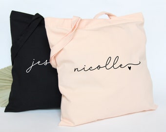Bridesmaid Gifts Bag | Bridesmaid Gifts Idea | Personalized Tote Bag | Canvas Tote Personalized with Zipper | Bridal Party Bridesmaid Gifts