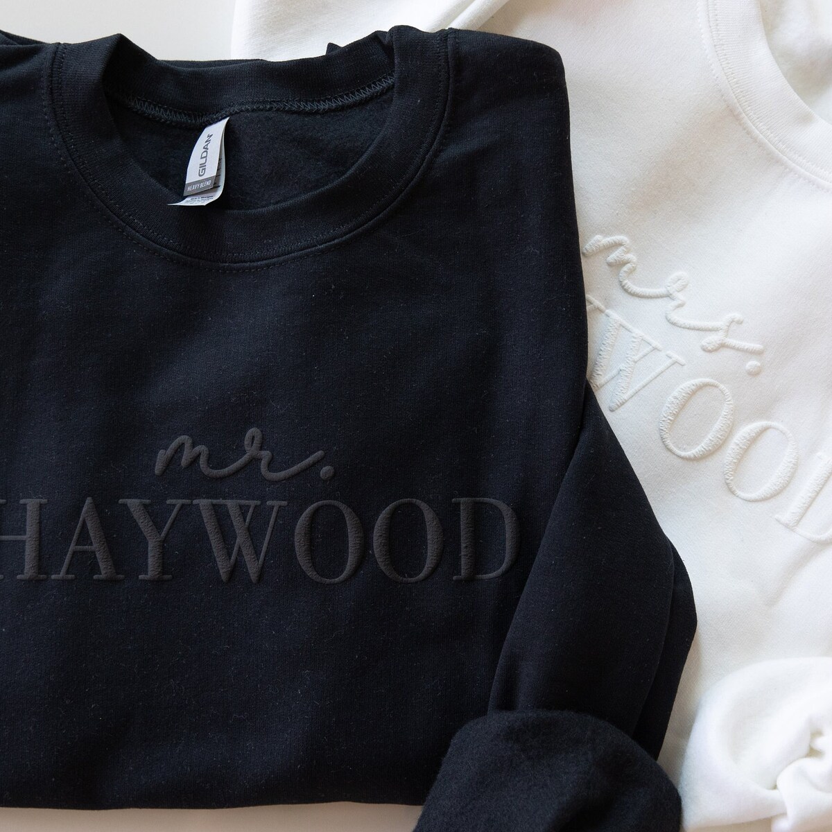 Custom Mrs. Embossed Sweatshirt, Mr and Mrs Gift, Hubby Wifey, Gift For Bride, Future Mrs. and Mr. Hoodie, Engagement Gift, Bride To Be