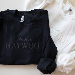 Custom Mrs. Embossed Sweatshirt, Mr and Mrs Gift, Hubby Wifey, Gift For Bride, Future Mrs. and Mr. Hoodie, Engagement Gift, Bride To Be