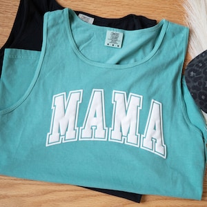 Custom Mama Shirt, Comfort Colors®, Pocket Mama Shirt, Mama Shirt, Mother's Day Shirt, Blanch, Mama Tank Top Gift for Mothers Day EMBOSSED