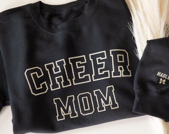 Glitter Cheer Mom Sweater Personalized Sparkle Cheer Mom Sweatshirt Custom Sparkly Cheer Mom Shirt Gift for Cheer Mom Cheer Mom with Name