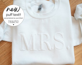 Embossed Bridal Gift Set Mrs. Sweatshirt New Mrs. Set Mrs. Sweatshirt Bride Sweatpants New Mrs Honeymoon Outfit New Mrs. Joggers Personalize