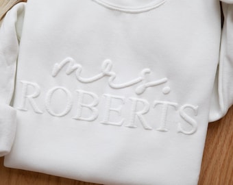 Custom EMBOSSED Engagement gift for future mrs sweatshirt new mrs sweatshirt bride to be gift bride sweatshirt bridal sweatshirt gift ideas