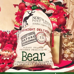 Custom Santa Sack North Pole Express Santa Delivery Sack Christmas gift bag Christmas gift bag for kids Santa Claus bag Presents bag