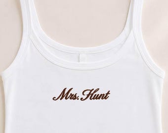 Mrs. Tank Top, Embroidered Tank, Bachelorette Outfit