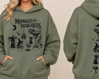 Witchy Halloween Sweatshirt, Midnight Margaritas Graphic T-Shirt, Retro Fall Outfit