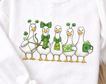 Comfort Colors®Lucky Goose On The Loose Shirt, St Patrick's Day Goose T-shirt, Irish Silly Goose Tee, St paddy Day Gift, Shamrock Sweater