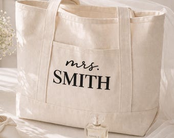Custom Tote Bag, Bridesmaid Gift Beach Handbags, Personalized Canvas Tote Bag, Custom Text Tote, Bachelorette Gifts, School Bag Gift for Her