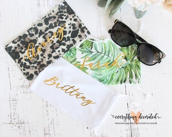 Leaf Tropical Green Summer Glasses Case Women Men Eyeglasses Bag Pencil Case Pouch