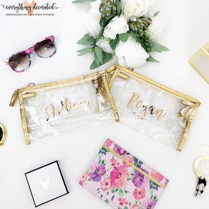 Bridesmaid Make up Bags Gold Cosmetic Bag Metallic Makeup Bags Etsy