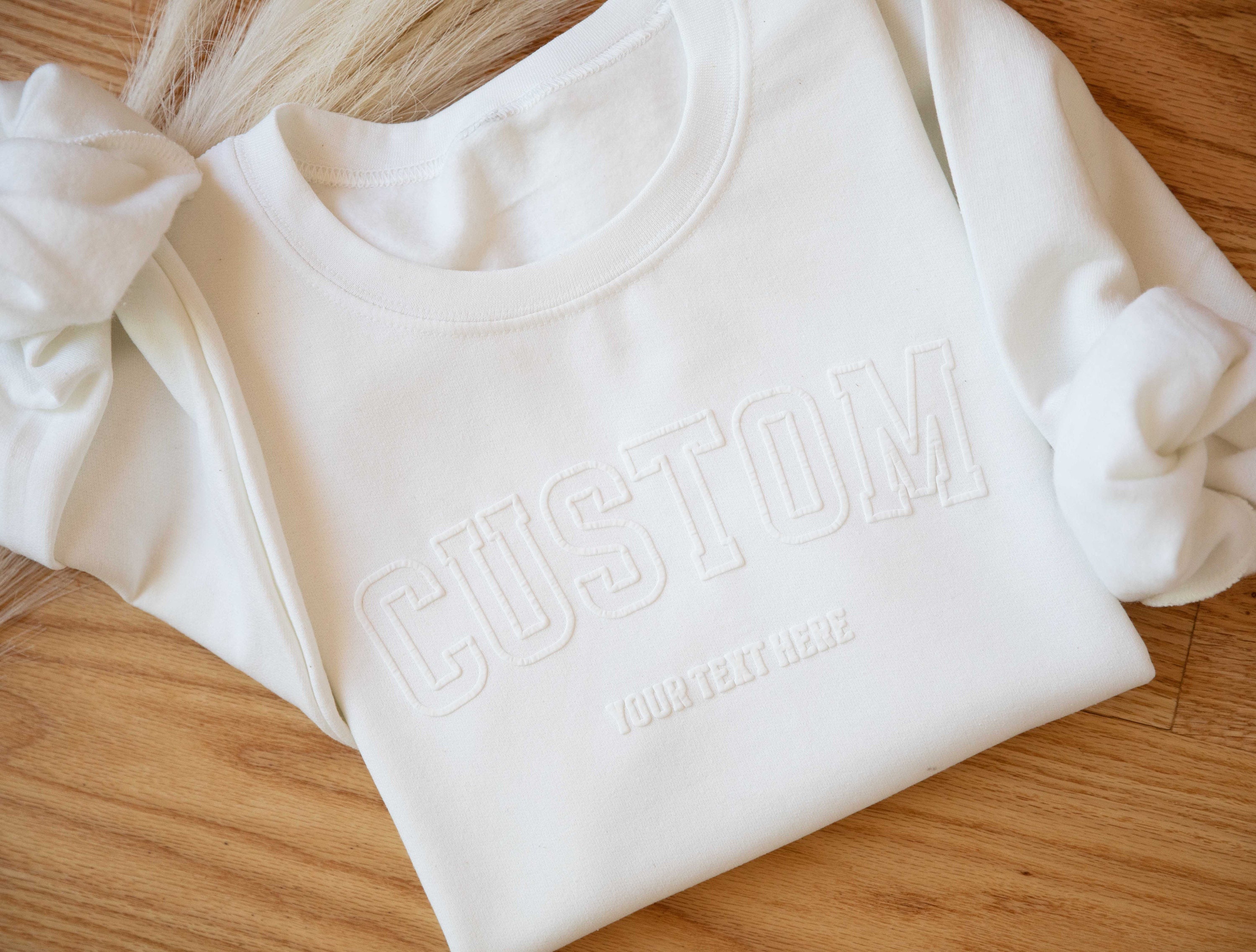 Custom Varsity Crewneck Sweatshirt, Personalized Embossed Sweater, Graduation Gift, Custom Team Sweatshirts, Group Party Event Sweaters