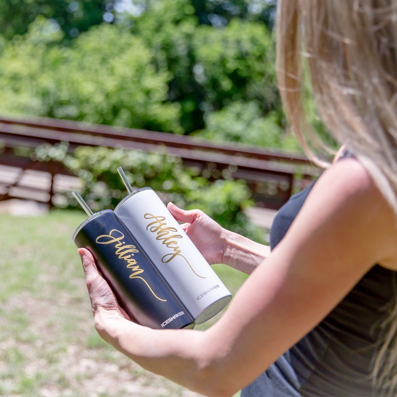 Custom Personalized Name Tumbler Christmas Gift for Her Stainless Steel Tumbler with Straw Bridesmaid Gift image 7