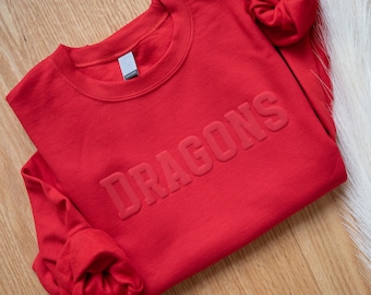 Custom Embossed Sweatshirt, City State or Area Code Name Sweatshirt, Custom School Sweatshirt Mascot Team Name Monotone Sweater