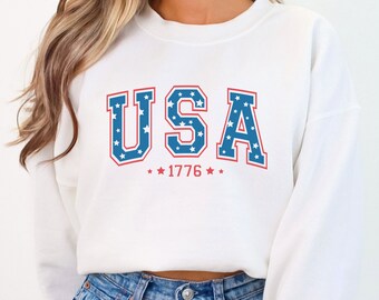 4th of July Sweatshirt, USA shirt, Womens 4th of July, America Shirt, 4th of July, Patriotic Shirt, Red White and Blue, 4th of July Pullover