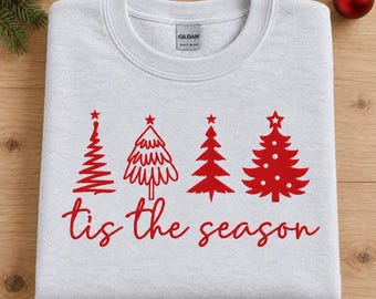 Tis the Season Christmas Sweatshirt, Christmas Tree Puff Print Crewneck, Holiday Outfit, Festive Gift