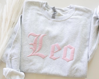 Zodiac Puff Print Sweatshirt, Custom Horoscope Crewneck, Astrology Gift, Birth Sign Sweater, Minimalist Puff Sweatshirt, Leo Virgo Aries