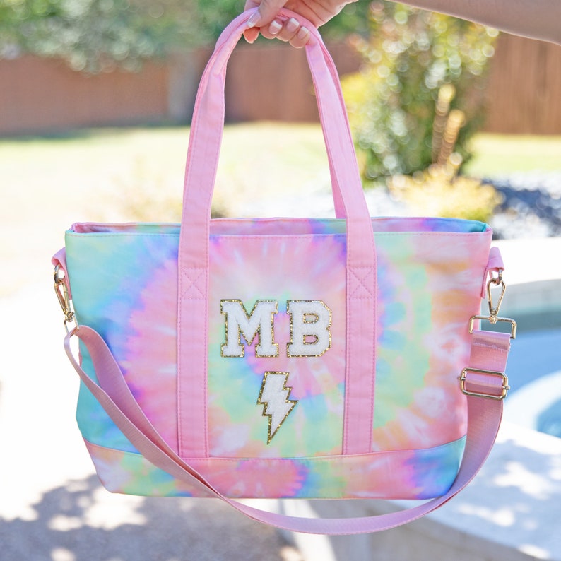 Nylon Tote Bag With Zipper Personalized Tie Dye Tote Bag Nylon Etsy