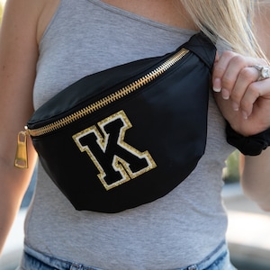 NEW LARGE SIZE! Nylon Fanny Pack - Personalized Fanny Pack - Patch Bag - Custom Gift - Bachelorette Party - Large Fanny - Bridesmaid Gift