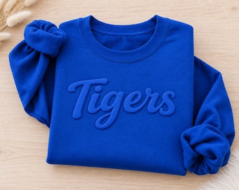 Custom Puff Print Sweatshirt, Personalized Team Name School Spirit Mascot Shirt