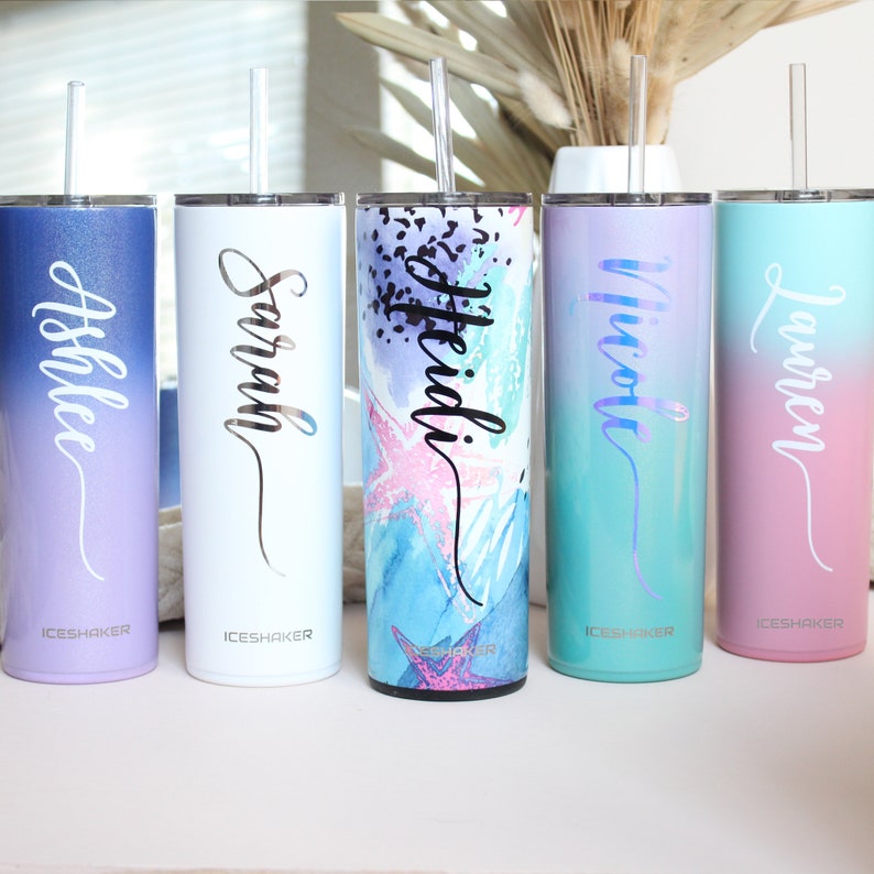 Custom Personalized Name Tumbler Christmas Gift for Her Stainless Steel Tumbler with Straw Bridesmaid Gift afbeelding 1