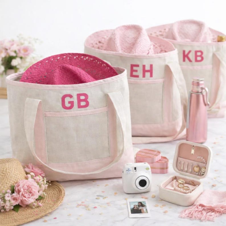 Personalized Bachelorette Tote Bag – Custom Embroidered Bridesmaid Gift ...