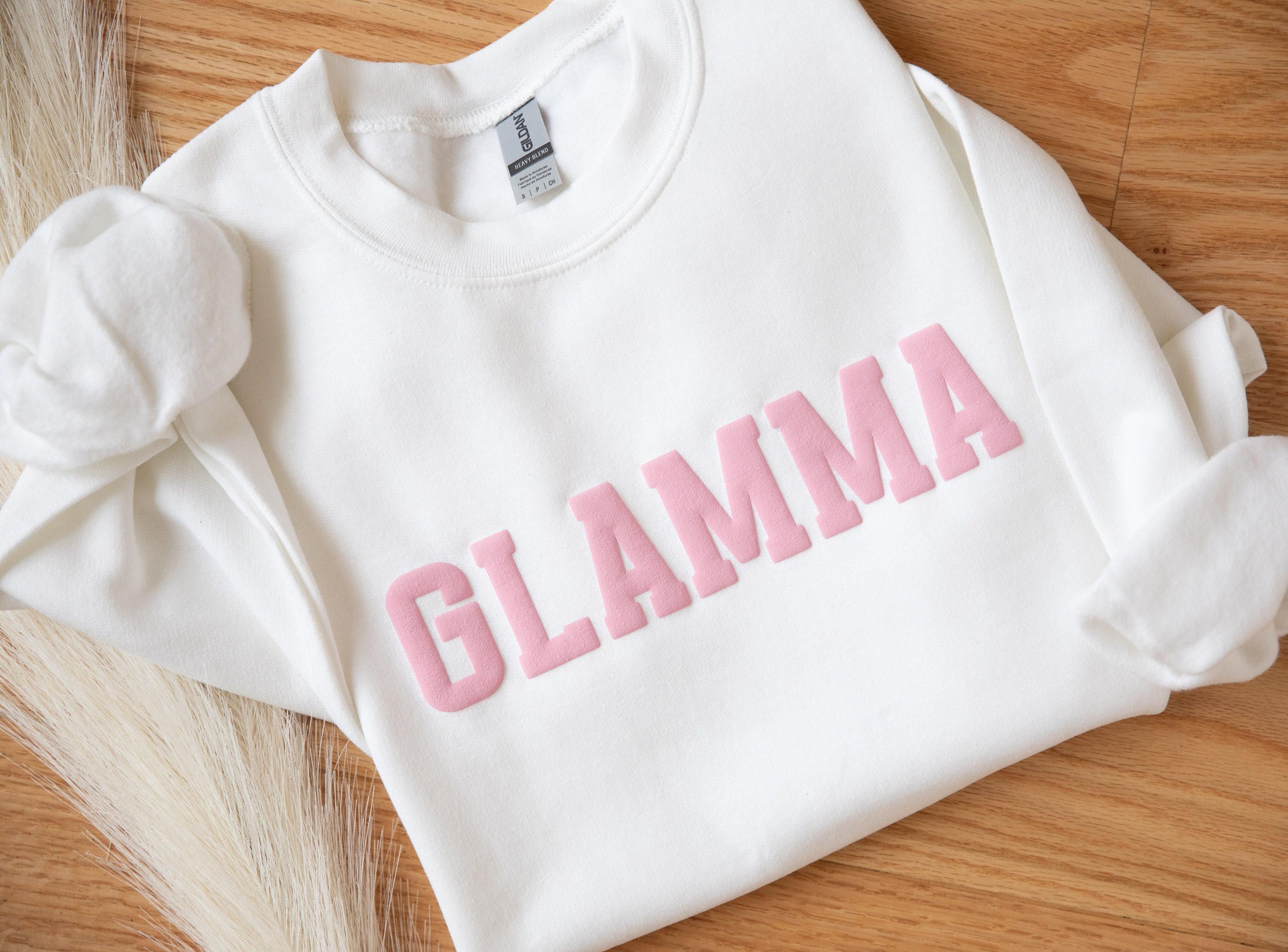 Custom Grandma Gift EMBOSSED Sweatshirt, Glamma, Grandma Sweatshirt, Puff Grandma Gift Mothers Day Grandma Birthday Gift for Mom Gifts