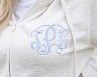 Monogrammed Hoodie, Embroidered Zip Up Hoodie, Custom Initial Hoodie, Personalized Sweatshirt, Bridesmaid Hoodie, Bridal Gift