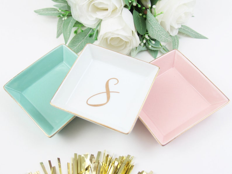 Gold Jewelry Dish Gold Ring Dish Monogram Dish Trinket Dish Etsy