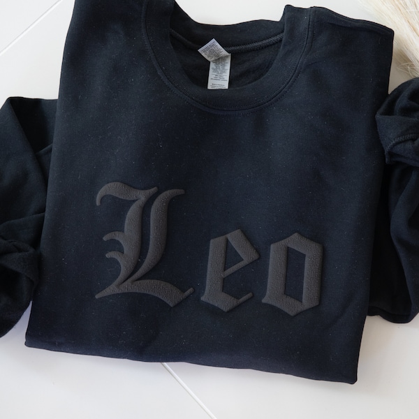 Embossed Zodiac Sweatshirt Personalized Gift Friend Custom Horoscope Sweater Zodiac Birthday Aires Gemini Cancer Leo Virgo Aquarius Pisces