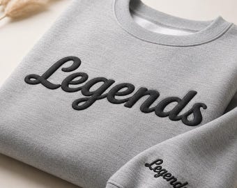 Custom Embossed Puff Sweatshirt – Personalized Team Name Shirt, 3d Lettering Custom Sweatshirt, Gray and Black School Mascot TShirt
