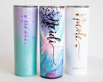Personalized Tumbler With Lid and Straw, Stainless Steel Skinny Tumbler, Personalized Gift for Mom, Gift for Her Leopard, Bridal Party Gifts