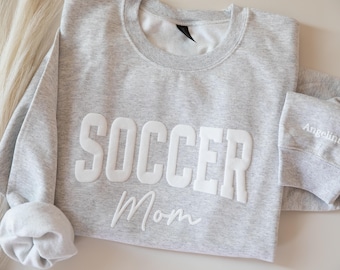 Soccer Mom Custom Sweatshirt Sports Sweatshirt Team Spirit Personalized Sweatshirt for Team Baseball Football Lacrosse Soccer Team Name Gift