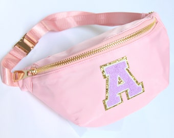 travel bag - fanny pack dupe - nylon fanny pack with thick gold zipper - nylon pouch - gifts for friends personalized - bride - teenage girl