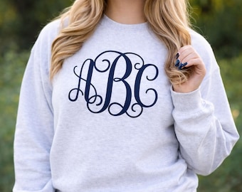 Monogram Sweatshirt Personalized Sweatshirt Custom Monogram Sweater Gift for Her Birthday Gift Mothers Day Bridesmaid Gift Cute Under 20