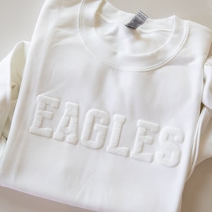 Custom Team Name Sweatshirt, Mascot Sweatshirt, Puff Print, Embossed Print, Gift for Mom, Christmas Gift Idea, School Spirit Sweatshirt