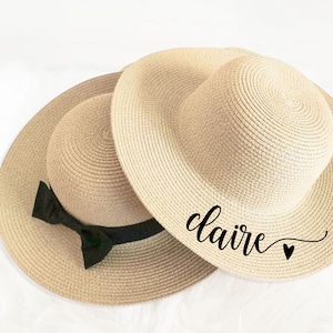 Girls Beach Hat Kids Floppy Beach Hat Child Sun Hat Personalized Girls Hat with Name Custom Gift for Little Girls Birthday Gift