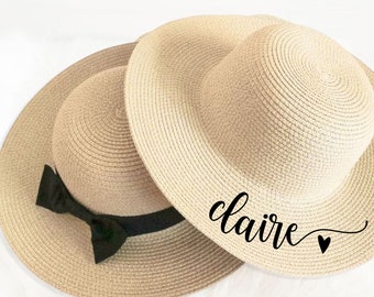 Girls Beach Hat Kids Floppy Beach Hat Child Sun Hat Personalized Girls Hat with Name Custom Gift for Little Girls Birthday Gift
