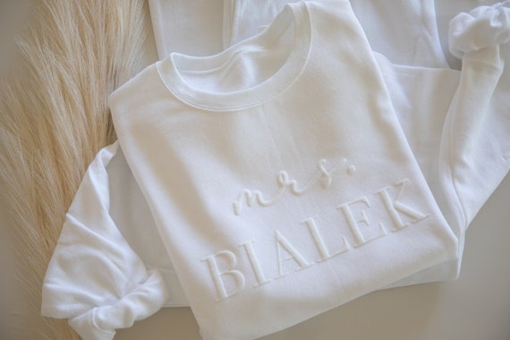 Custom EMBOSSED Engagement gift for future mrs sweatshirt new mrs sweatshirt bride to be gift bride sweatshirt bridal sweatshirt gift ideas