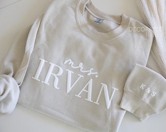 Future Mrs Sweatshirt Personalized Gift For Bride, Bride Sweatshirt, Initial Heart Sleeve, Engagement Gift, Unique Bridal Shower Gift