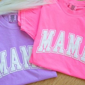 Mama TShirt Neon Pink Comfort Colors Mama Shirt for Mothers Day Cool Mom Shirt Personalized Gift for Mom Mothers Day Mom Life New Mom Gift