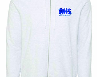 Anne Hutch Logo on an Ash Zip up or Carolina Blue Zip Up