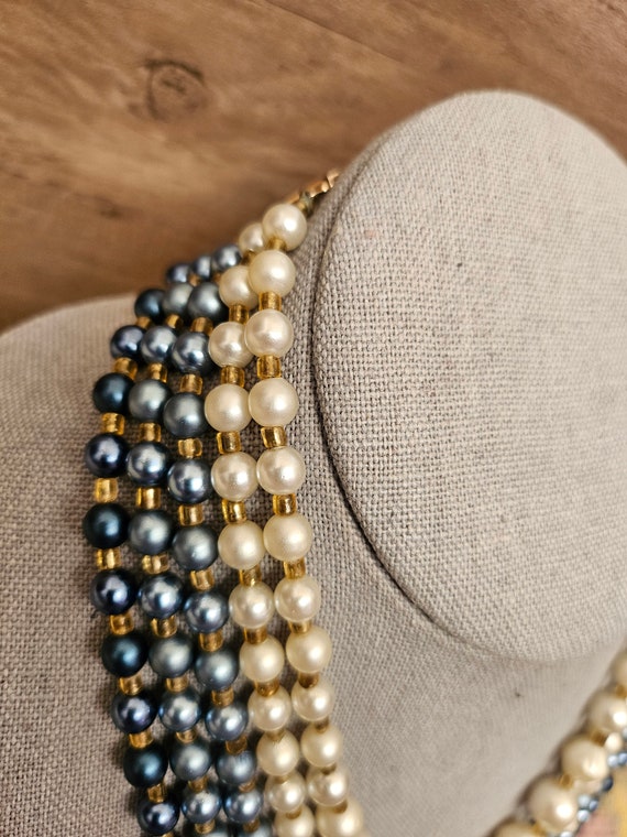 Gorgeous Stacked Faux Pearl Beaded Necklace Multi… - image 9