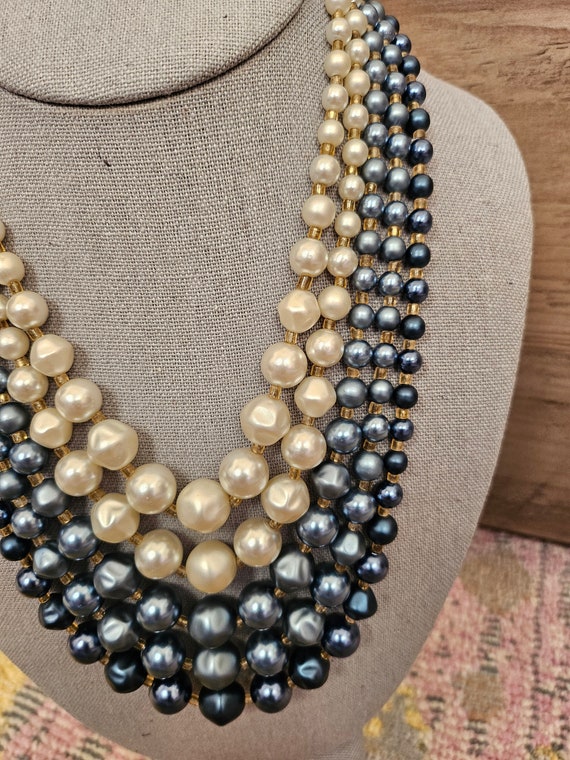 Gorgeous Stacked Faux Pearl Beaded Necklace Multi… - image 6