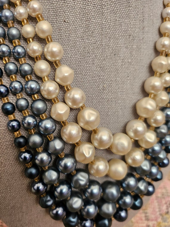 Gorgeous Stacked Faux Pearl Beaded Necklace Multi… - image 5