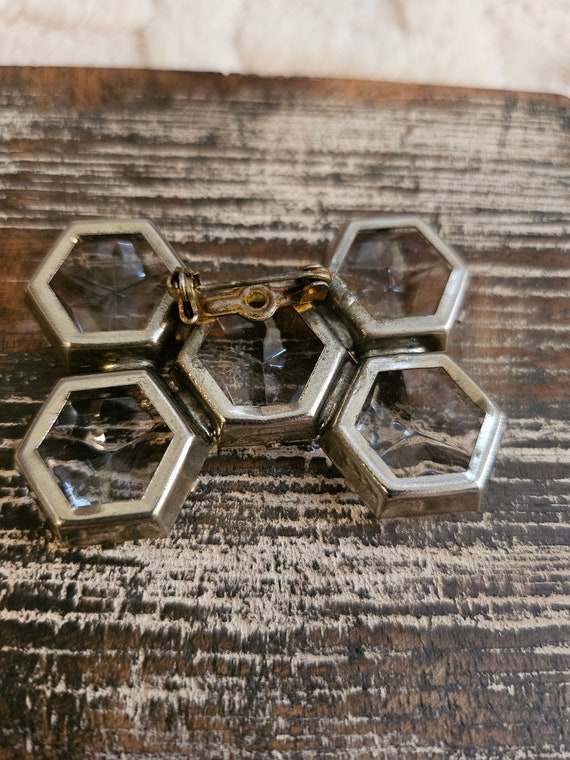 Vintage Honeycomb Bee Style Brooch Pin Retro Rhin… - image 5
