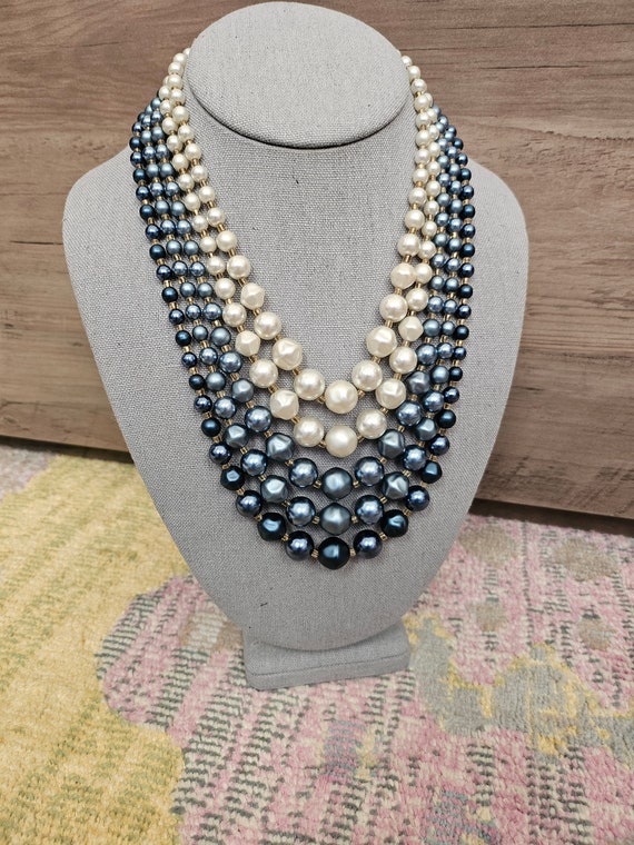 Gorgeous Stacked Faux Pearl Beaded Necklace Multi… - image 2