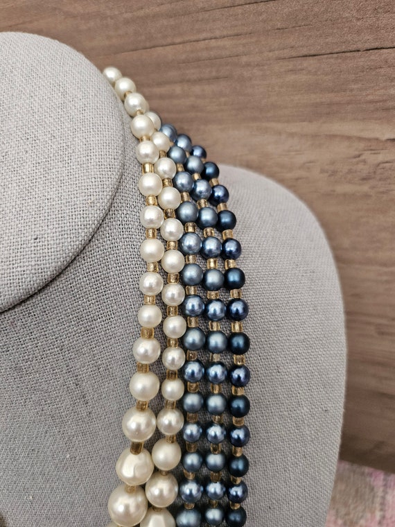 Gorgeous Stacked Faux Pearl Beaded Necklace Multi… - image 10
