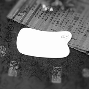 YUANWELLNESS: Custom Handmade Personalized Pure Silver Guasha Massage Tool, Acupuncture, Acupressure